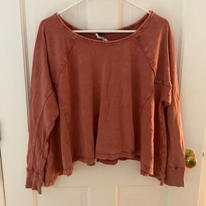 Free People Burnt Red Long Sleeve Top